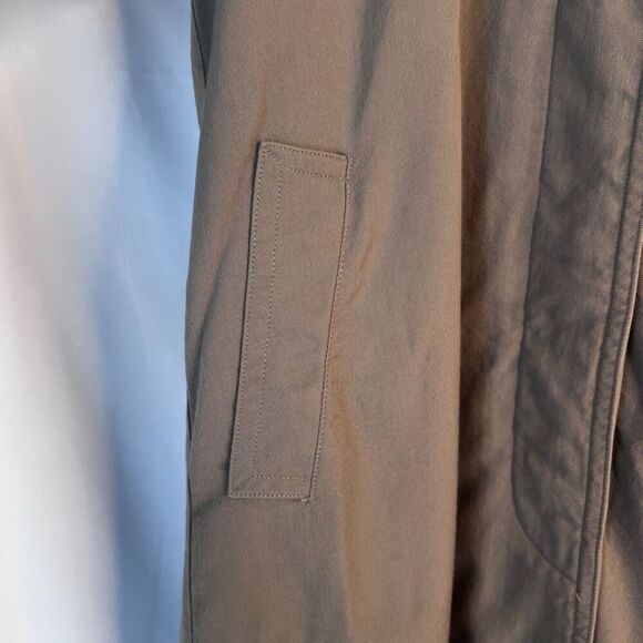 Jones New York Tan Brown 100% Pure Wool Trench Coat Button Front Petite Large - Picture 8 of 15